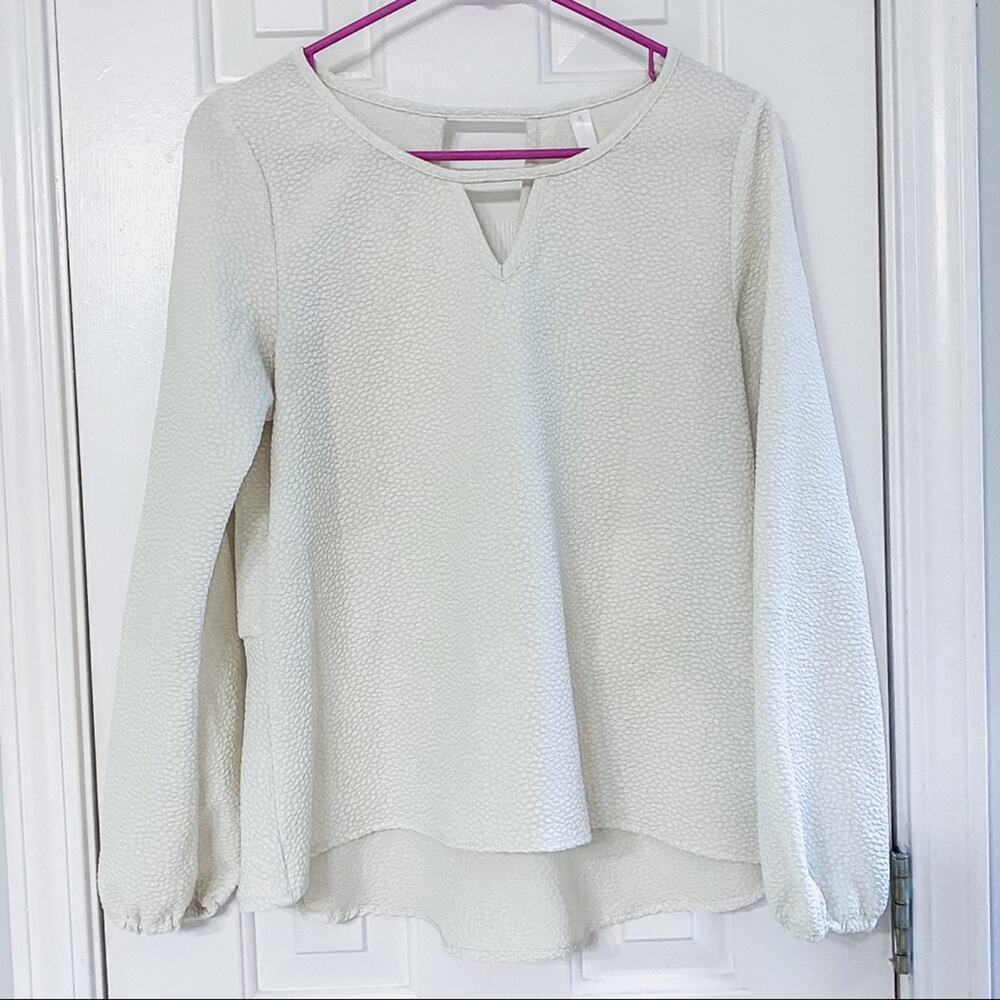 XHILARATION • Cream High-Low Peplum Style Top